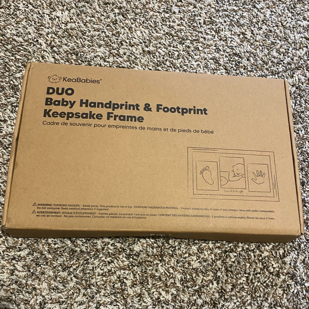 KeaBabies Duo Baby Handprint & Footprint Keepsake Frame - Brown